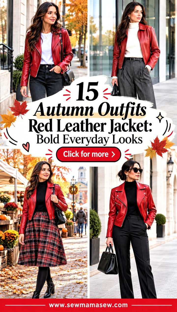 15 Autumn Outfits Red Leather Jacket Bold Everyday Looks - 15 Autumn Outfits Red Leather Jacket: Bold Everyday Looks