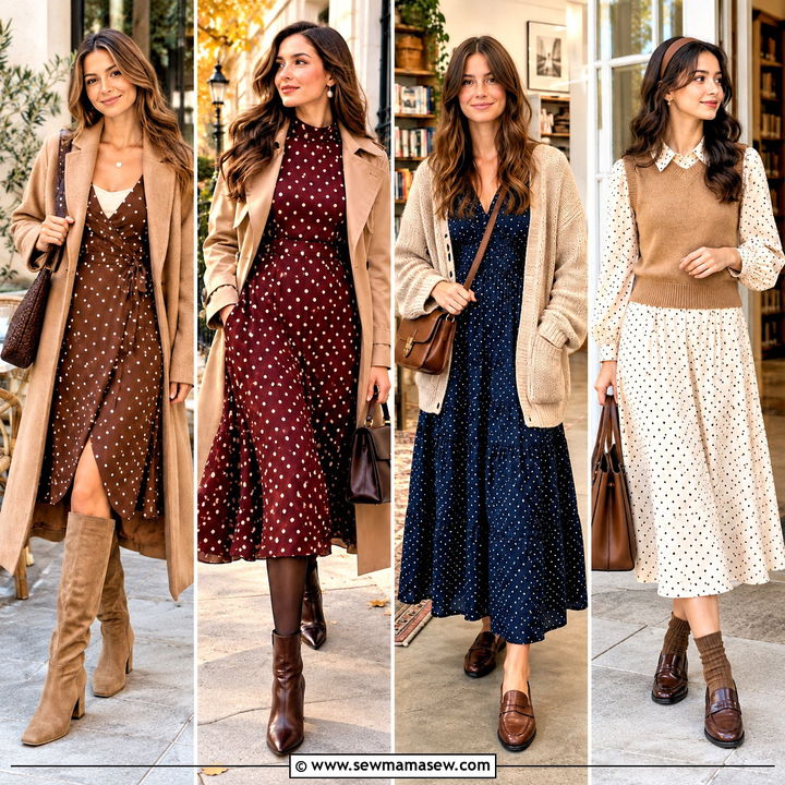 15 Autumn Polka Dot Dress Ideas for Charming Weekend Looks