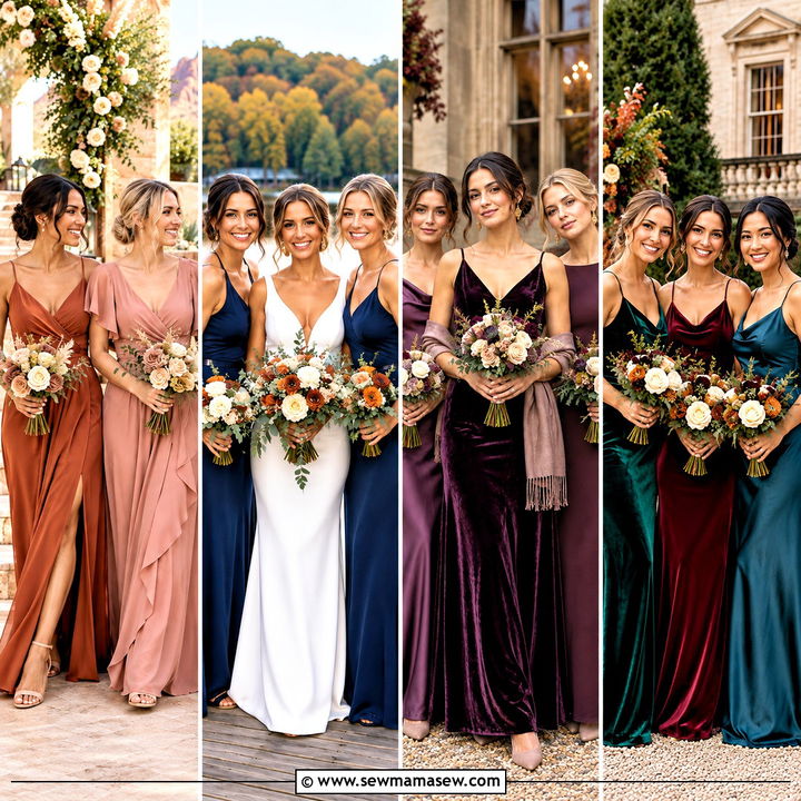15 Autumn Wedding Colors Palette Bridesmaid Dresses: Chic Fall