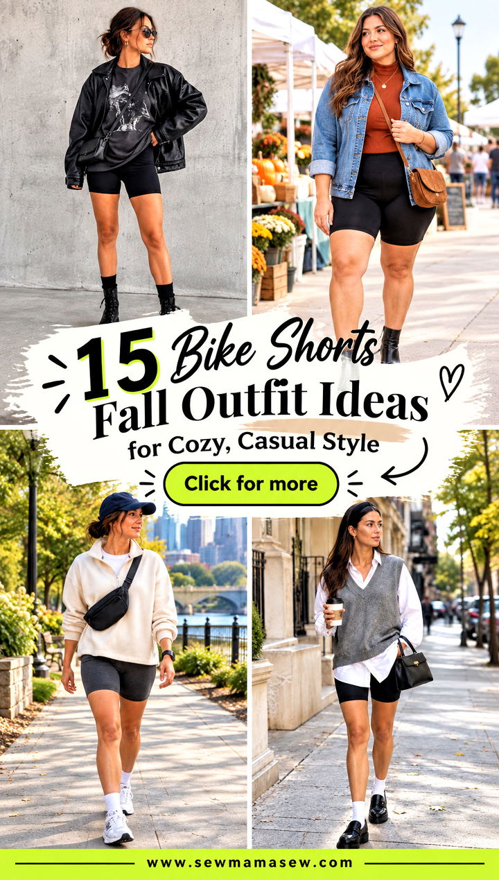 15 Bike Shorts Fall Outfit Ideas for Cozy Casual Style - 15 Bike Shorts Fall Outfit Ideas for Cozy, Casual Style