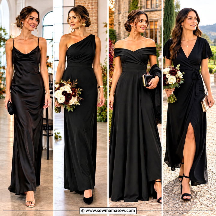 15 Black Bridesmaid Dresses Fall Wedding Parties Will Love