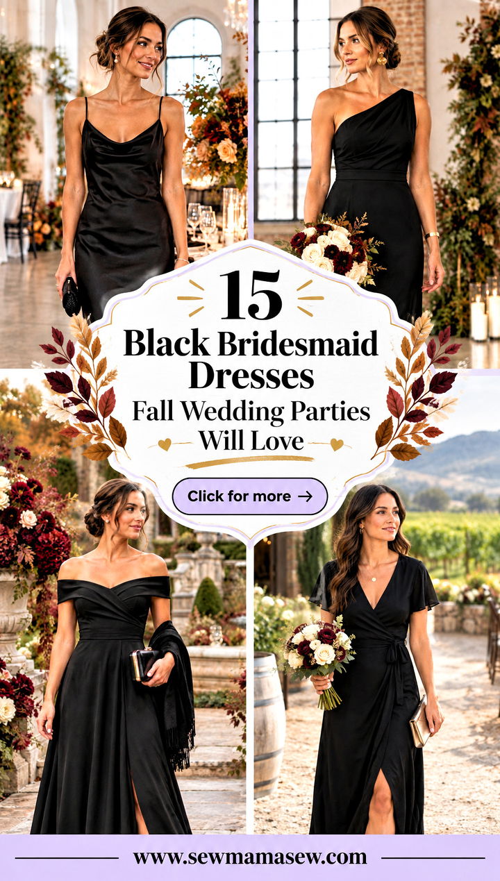 15 Black Bridesmaid Dresses Fall Wedding Parties Will Love - 15 Black Bridesmaid Dresses Fall Wedding Parties Will Love