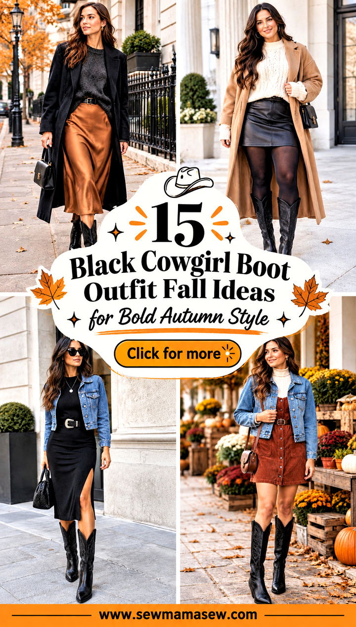 15 Black Cowgirl Boot Outfit Fall Ideas for Bold Autumn Style - 15 Black Cowgirl Boot Outfit Fall Ideas for Bold Autumn Style