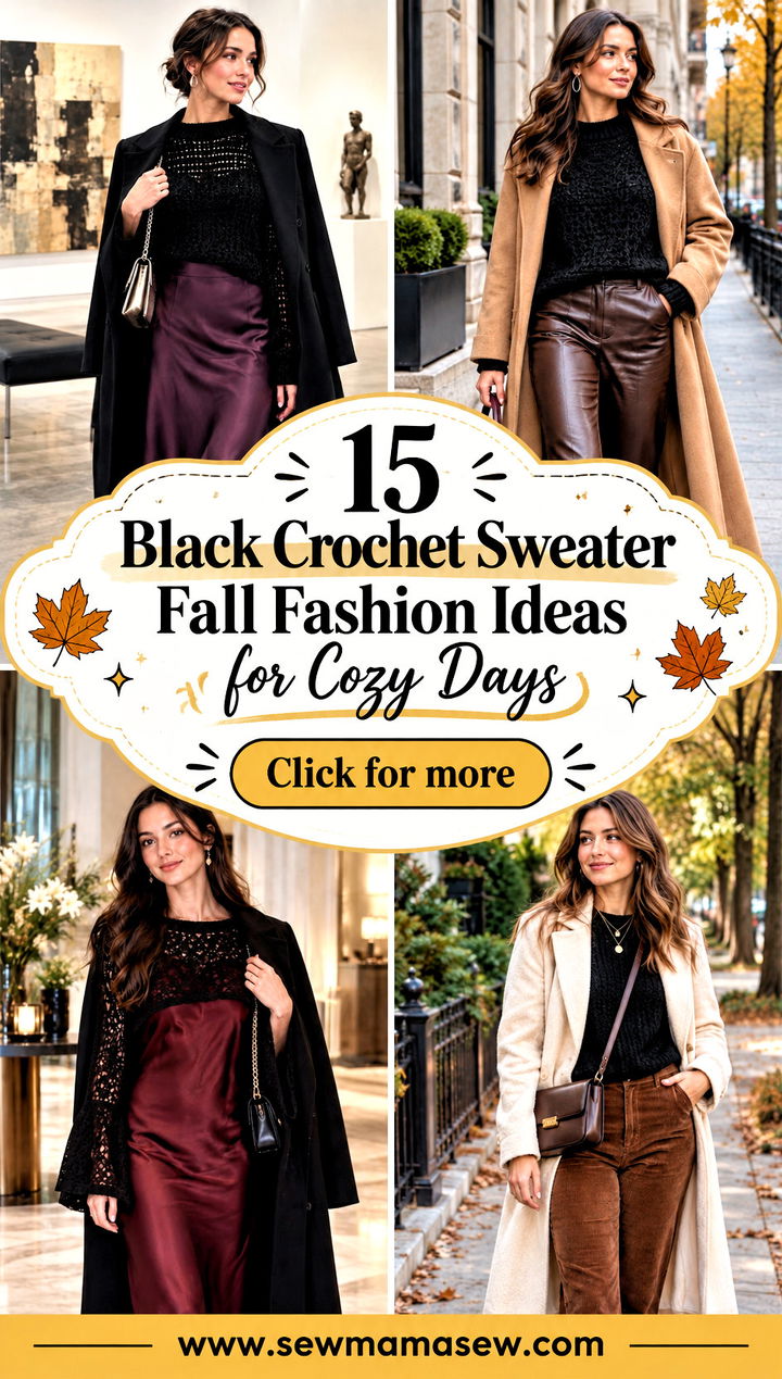 15 Black Crochet Sweater Fall Fashion Ideas for Cozy Days - 15 Black Crochet Sweater Fall Fashion Ideas for Cozy Days