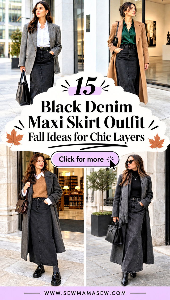 15 Black Denim Maxi Skirt Outfit Fall Ideas for Chic Layers - 15 Black Denim Maxi Skirt Outfit Fall Ideas for Chic Layers