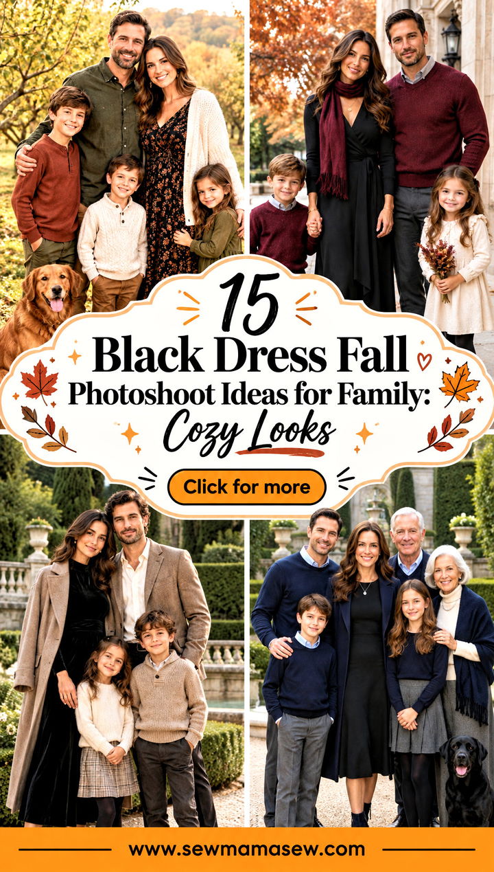15 Black Dress Fall Photoshoot Ideas for Family Cozy Looks - 15 Black Dress Fall Photoshoot Ideas for Family: Cozy Looks