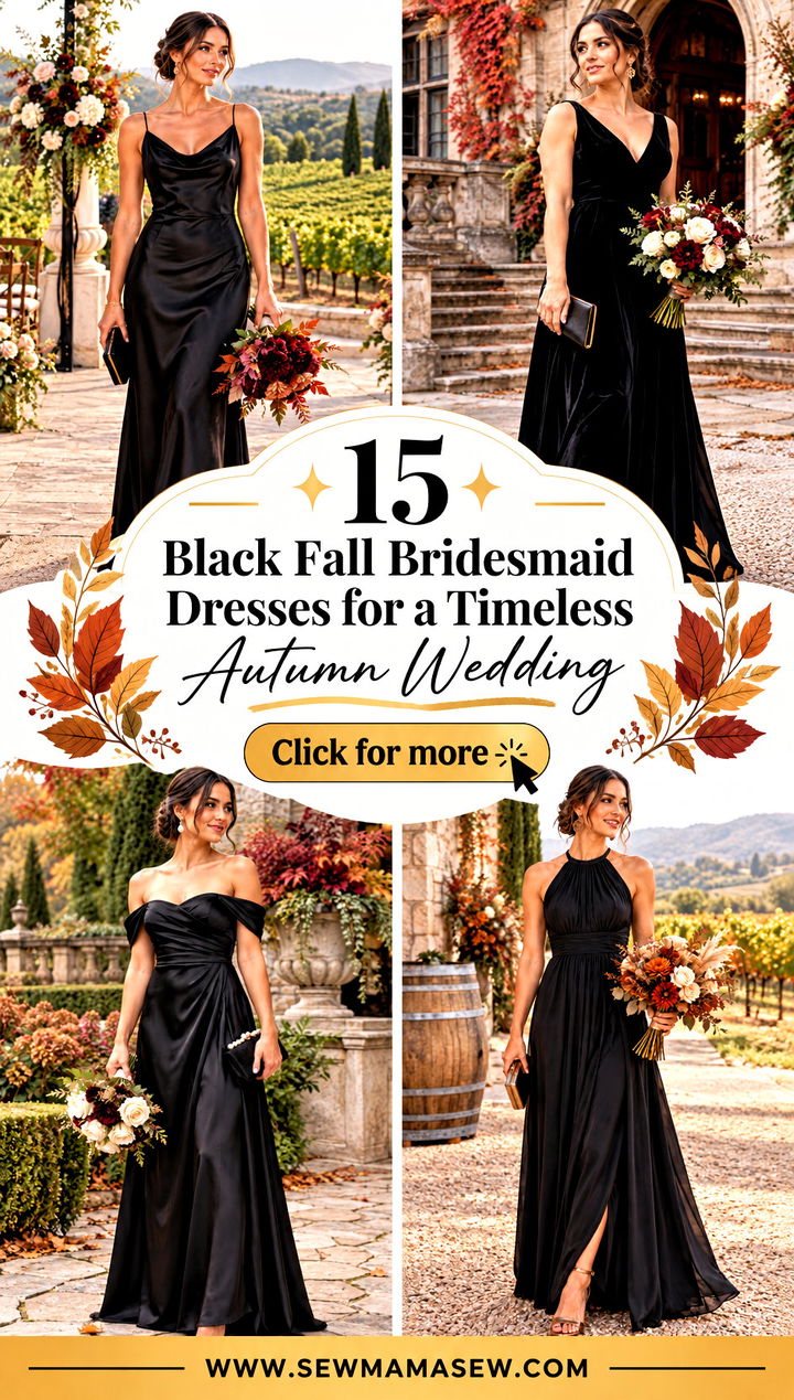 15 Black Fall Bridesmaid Dresses for a Timeless Autumn Wedding - 15 Black Fall Bridesmaid Dresses for a Timeless Autumn Wedding