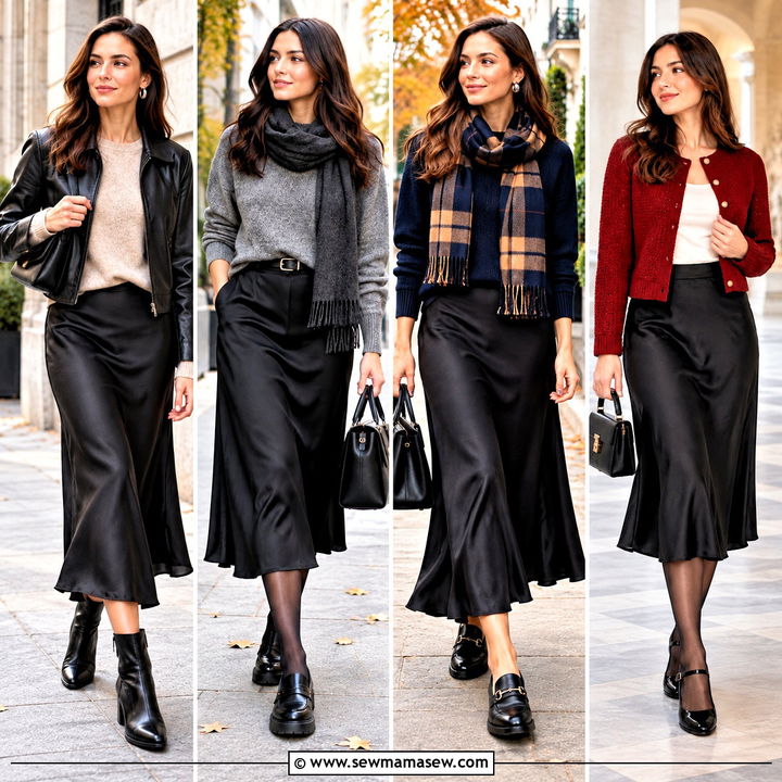 15 Black Silk Skirt Outfit Autumn Ideas: Chic Day-to-Night Looks