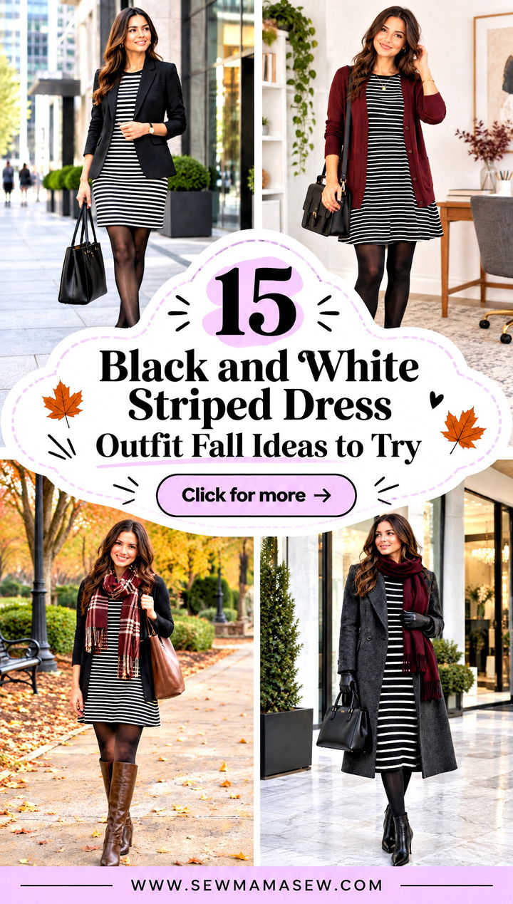 15 Black and White Striped Dress Outfit Fall Ideas to Try - 15 Black and White Striped Dress Outfit Fall Ideas to Try