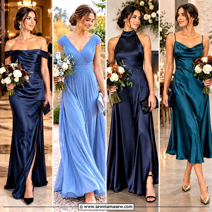 15 Blue Fall Bridesmaid Dresses for a Romantic Autumn Wedding