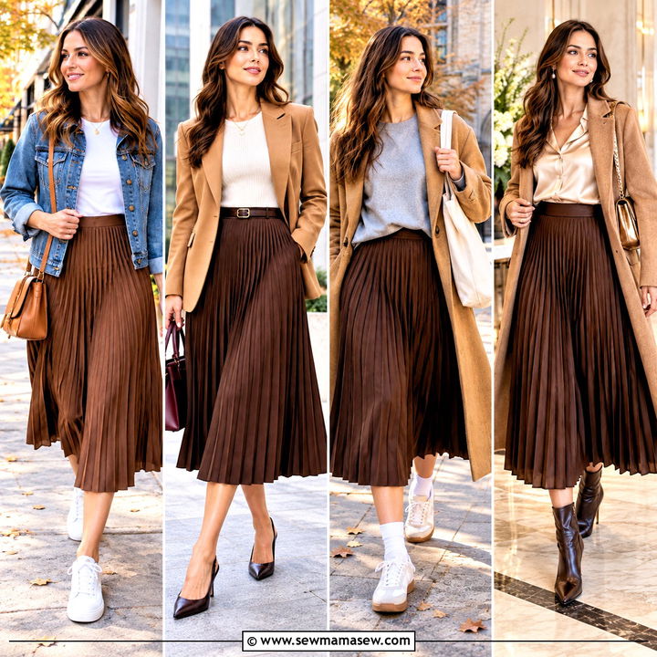 15 Brown Pleated Skirt Fall Fashion Ideas for Cozy Chic