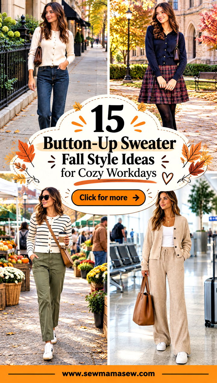 15 Button-Up Sweater Fall Style Ideas for Cozy Workdays - 15 Button-Up Sweater Fall Style Ideas for Cozy Workdays