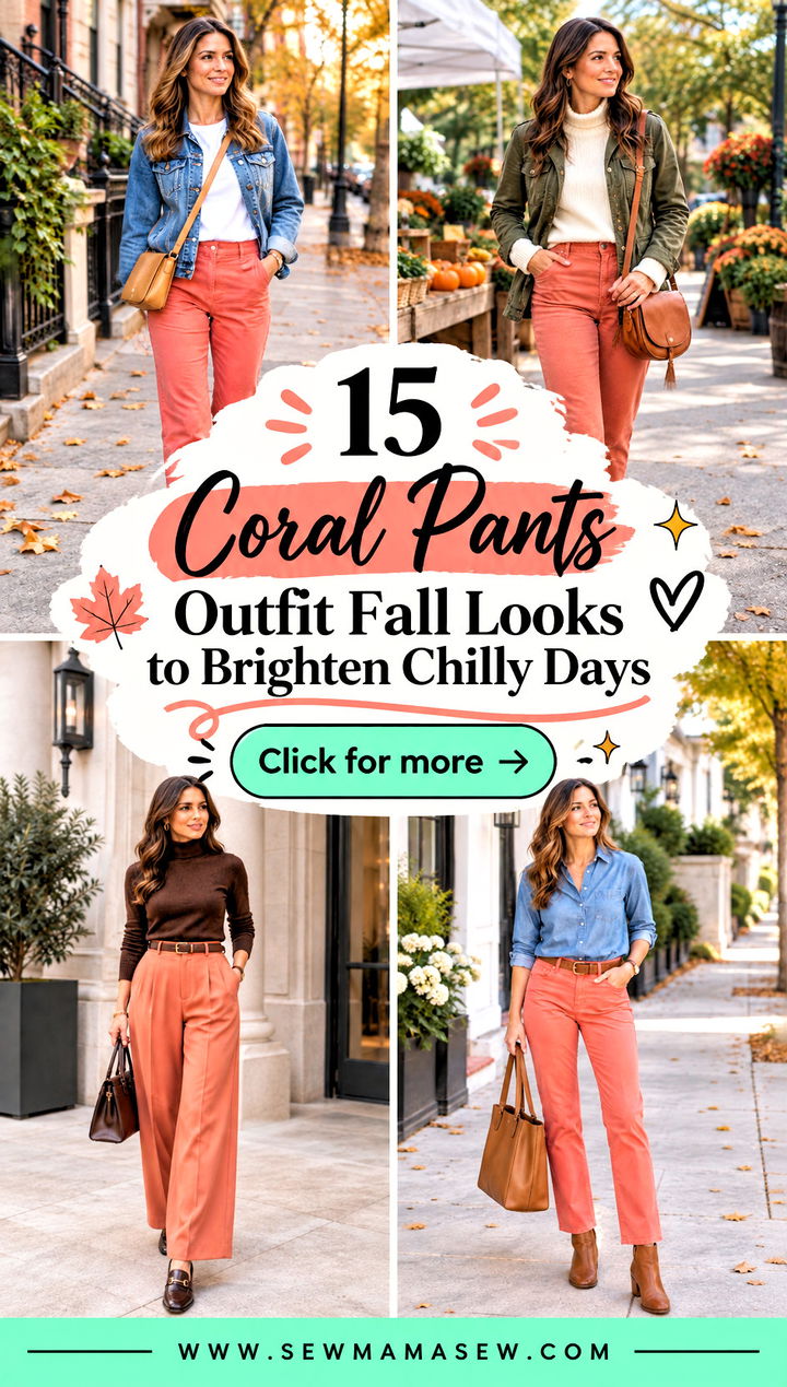 15 Coral Pants Outfit Fall Looks to Brighten Chilly Days - 15 Coral Pants Outfit Fall Looks to Brighten Chilly Days