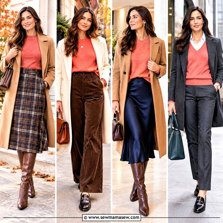 15 Coral Sweater Outfit Fall Ideas for a Fresh Work Look