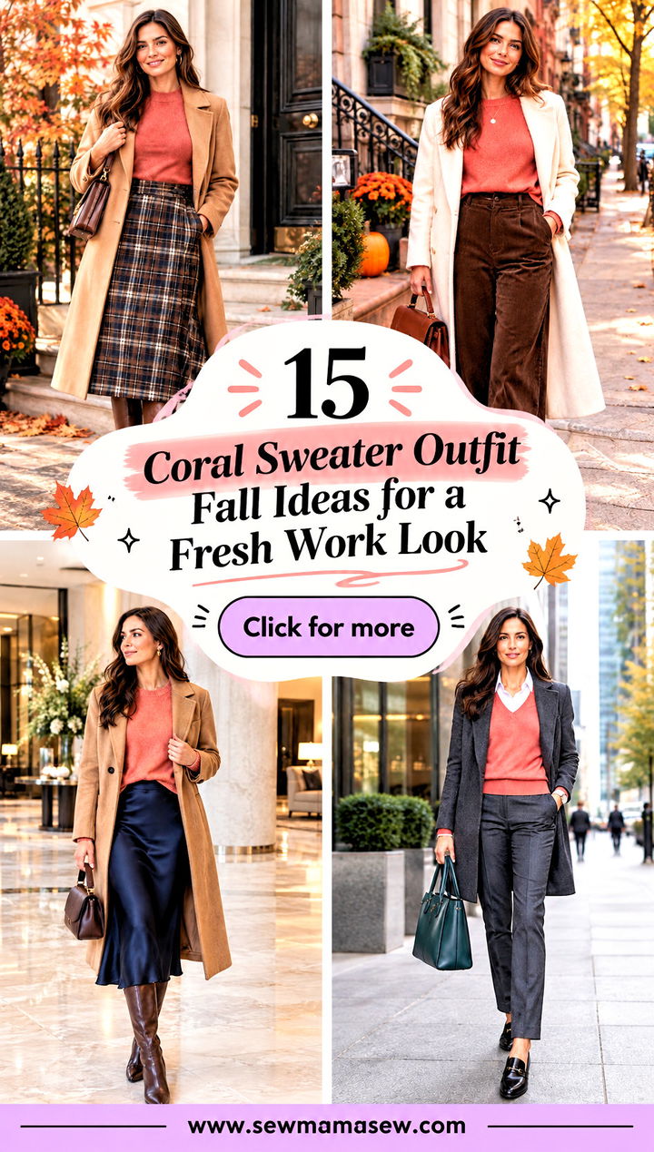 15 Coral Sweater Outfit Fall Ideas for a Fresh Work Look - 15 Coral Sweater Outfit Fall Ideas for a Fresh Work Look