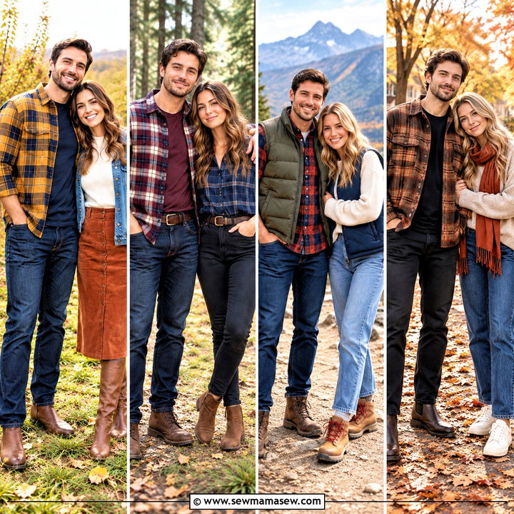 15 Couples Fall Photoshoot Outfits Flannel: Cozy Pairings