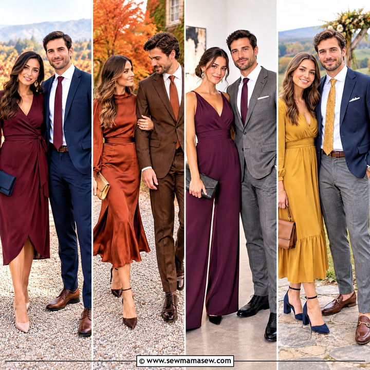 15 Couples Wedding Guest Outfits Fall: Chic Matching Looks
