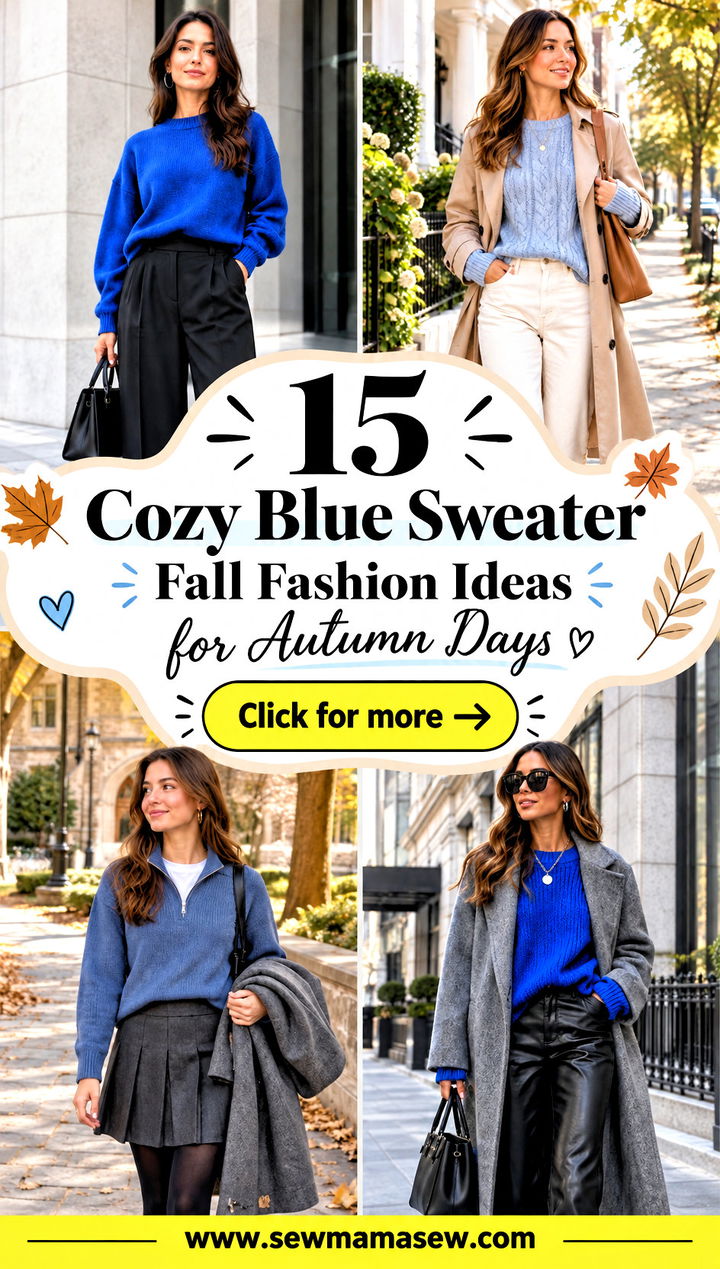 15 Cozy Blue Sweater Fall Fashion Ideas for Autumn Days - 15 Cozy Blue Sweater Fall Fashion Ideas for Autumn Days