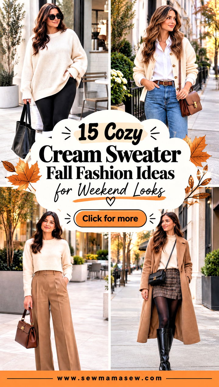15 Cozy Cream Sweater Fall Fashion Ideas for Weekend Looks - 15 Cozy Cream Sweater Fall Fashion Ideas for Weekend Looks