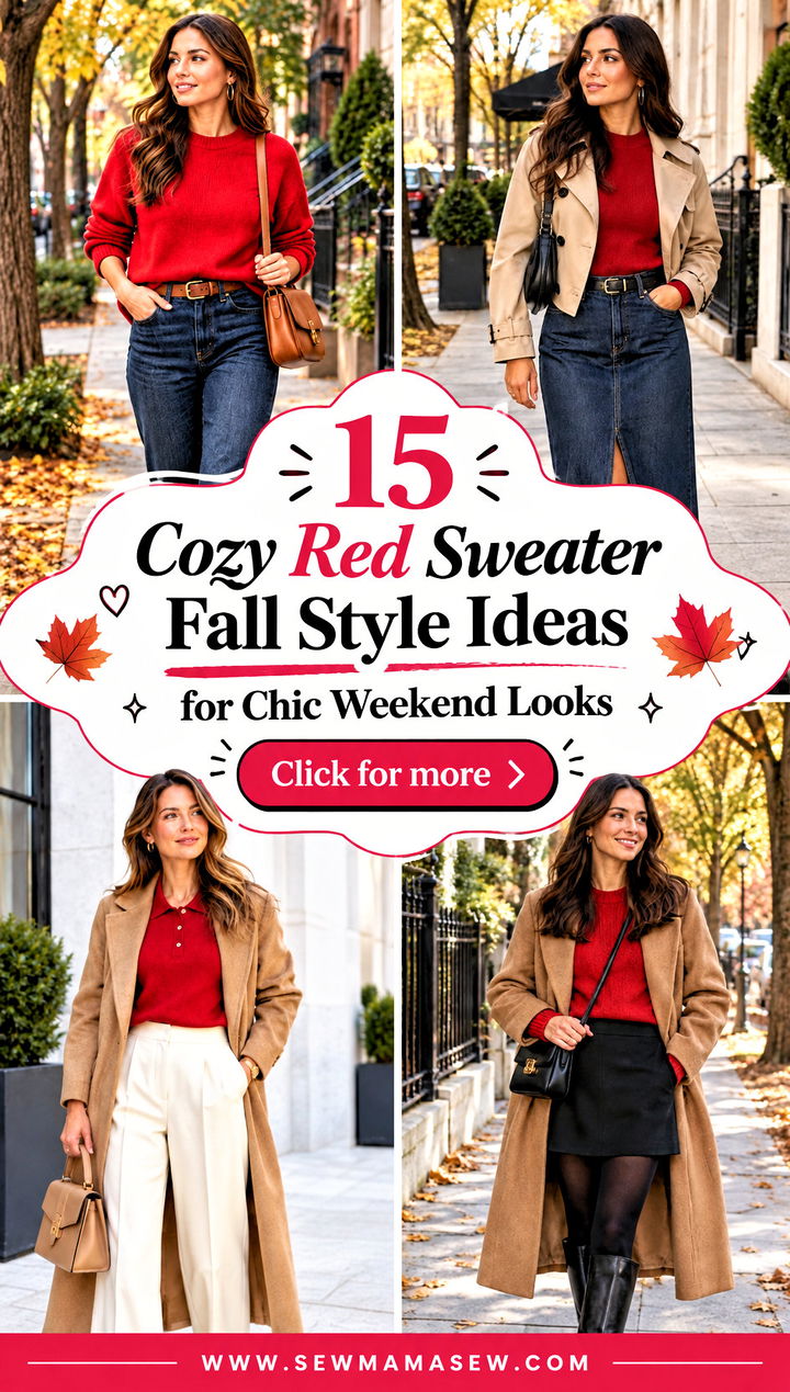 15 Cozy Red Sweater Fall Style Ideas for Chic Weekend Looks - 15 Cozy Red Sweater Fall Style Ideas for Chic Weekend Looks
