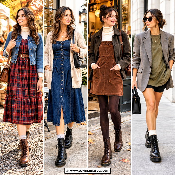15 Dress With Combat Boots Outfit Fall Ideas for Edgy Style