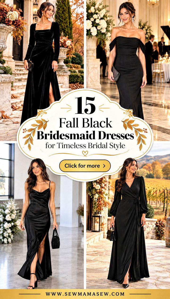 15 Fall Black Bridesmaid Dresses for Timeless Bridal Style - 15 Fall Black Bridesmaid Dresses for Timeless Bridal Style