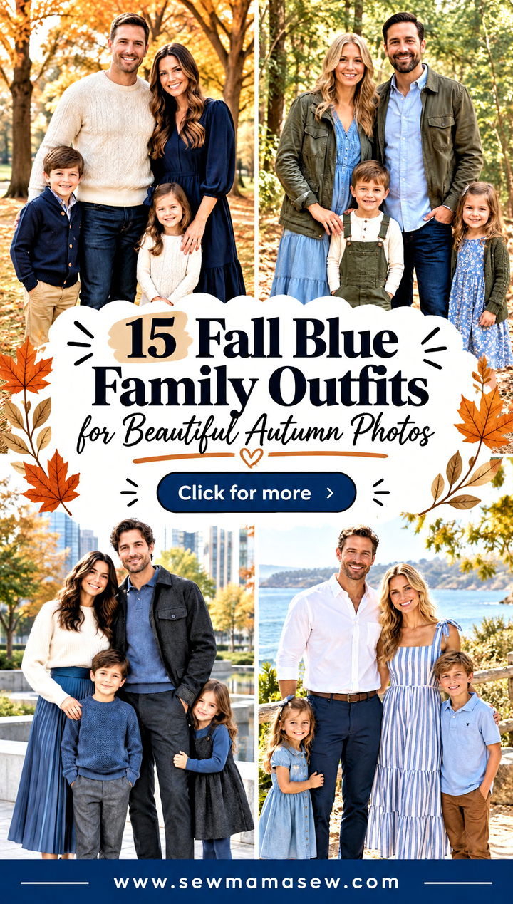 15 Fall Blue Family Outfits for Beautiful Autumn Photos - 15 Fall Blue Family Outfits for Beautiful Autumn Photos