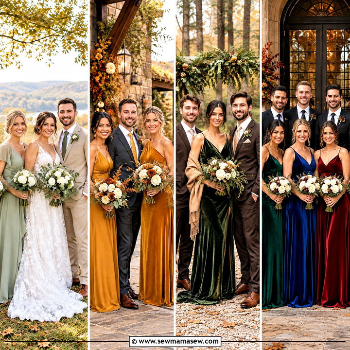 15 Fall Bridesmaid Dresses Mismatched With Groomsmen to Inspire