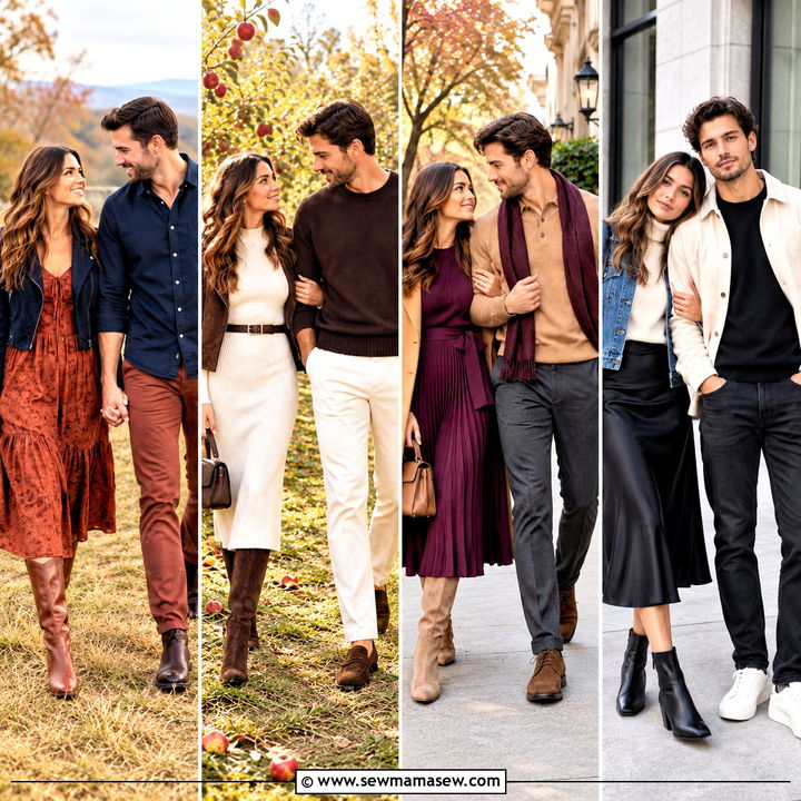 15 Fall Couple Photo Outfits Color Combos for Warm Memories