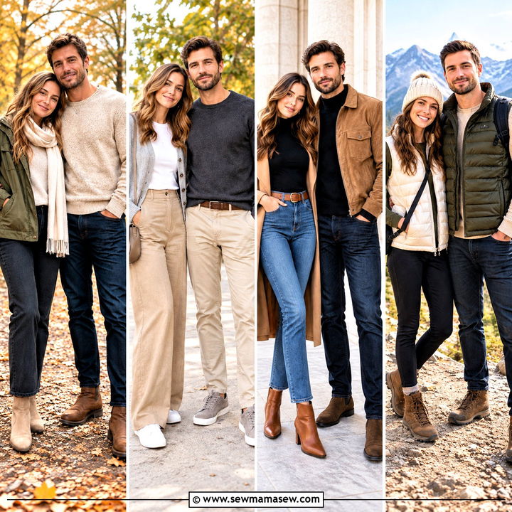 15 Fall Couple Photos Outfits Casual for Cozy Outdoor Shoots
