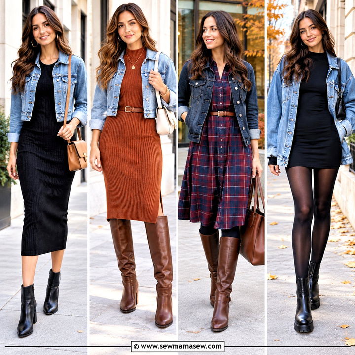 15 Fall Dress With Jean Jacket Ideas for Cozy Weekend Style