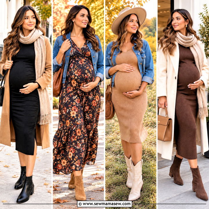 15 Fall Dresses With Boots Pregnant Moms Will Love Wearing