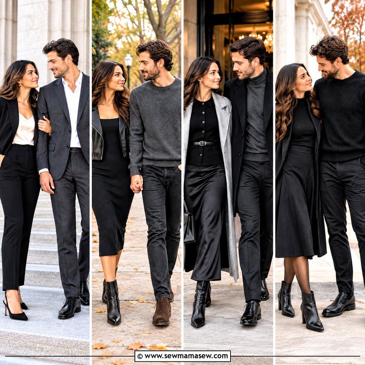 15 Fall Engagement Pictures Black Outfit Ideas for Chic Photos