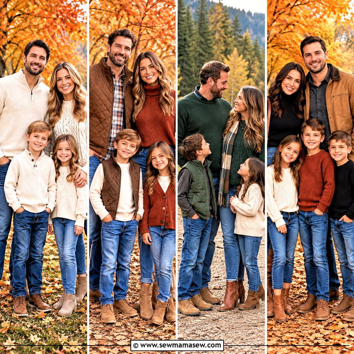 15 Fall Family Photo Outfits Outdoor Jeans: Cozy Styling