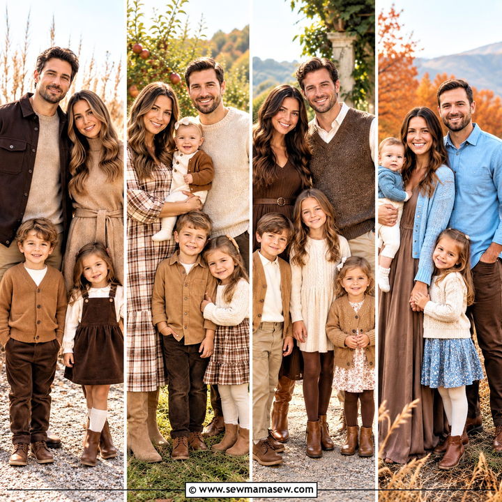 15 Fall Family Photos Brown Outfits for Warm Cozy Shoots