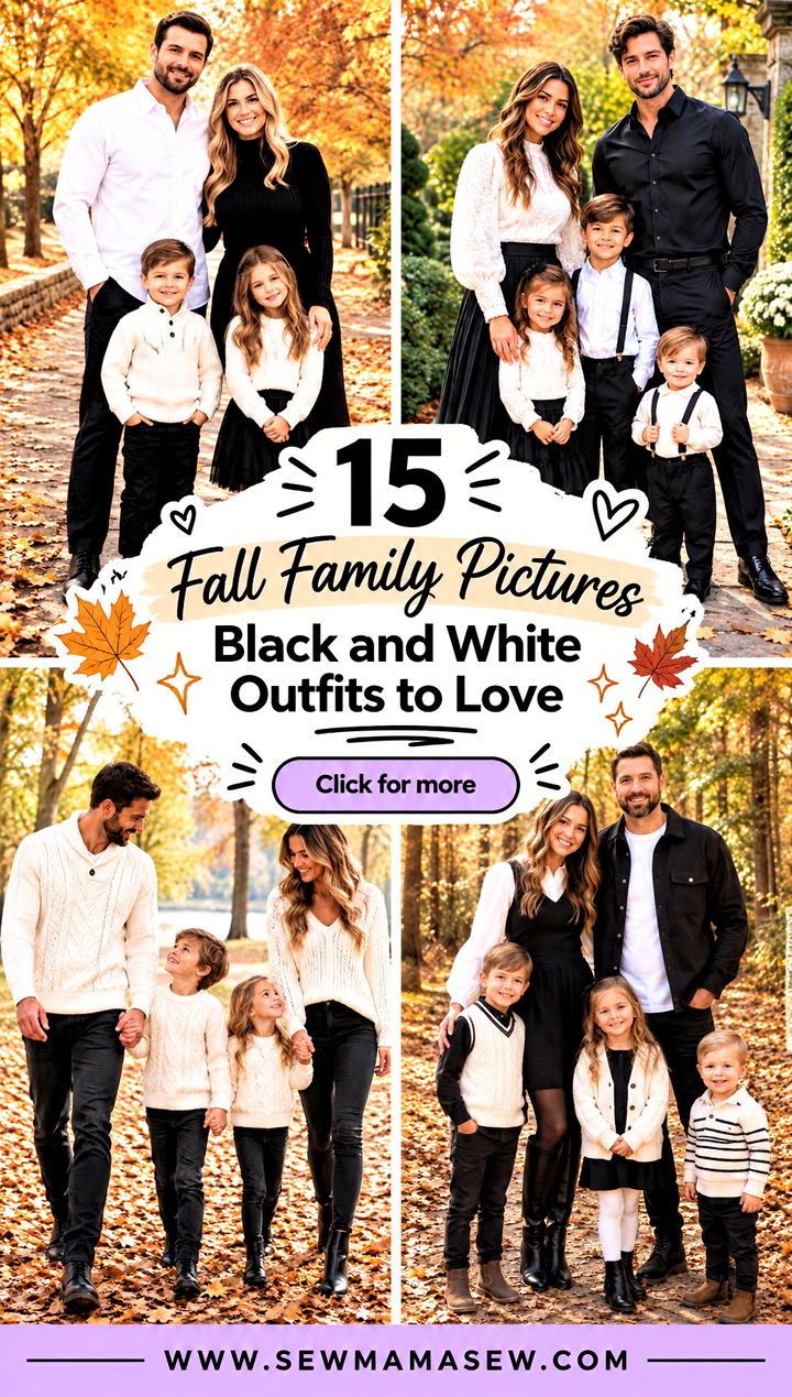 15 Fall Family Pictures Black and White Outfits to Love - 15 Fall Family Pictures Black and White Outfits to Love
