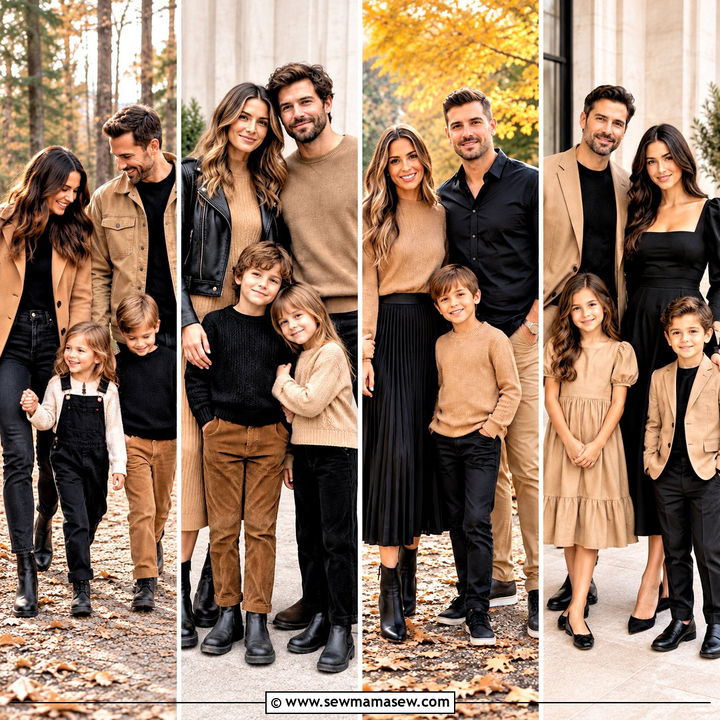 15 Fall Family Pictures Outfits Black and Tan: Cozy Chic