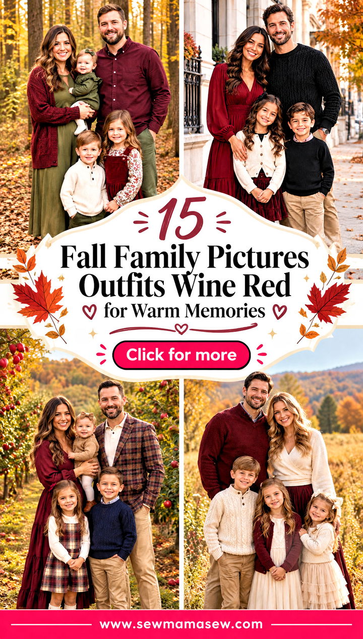 15 Fall Family Pictures Outfits Wine Red for Warm Memories - 15 Fall Family Pictures Outfits Wine Red for Warm Memories
