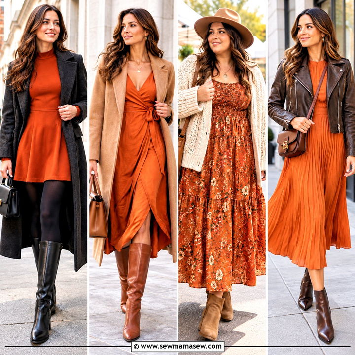15 Fall Fashion Orange Dress Ideas for Warm, Standout Looks