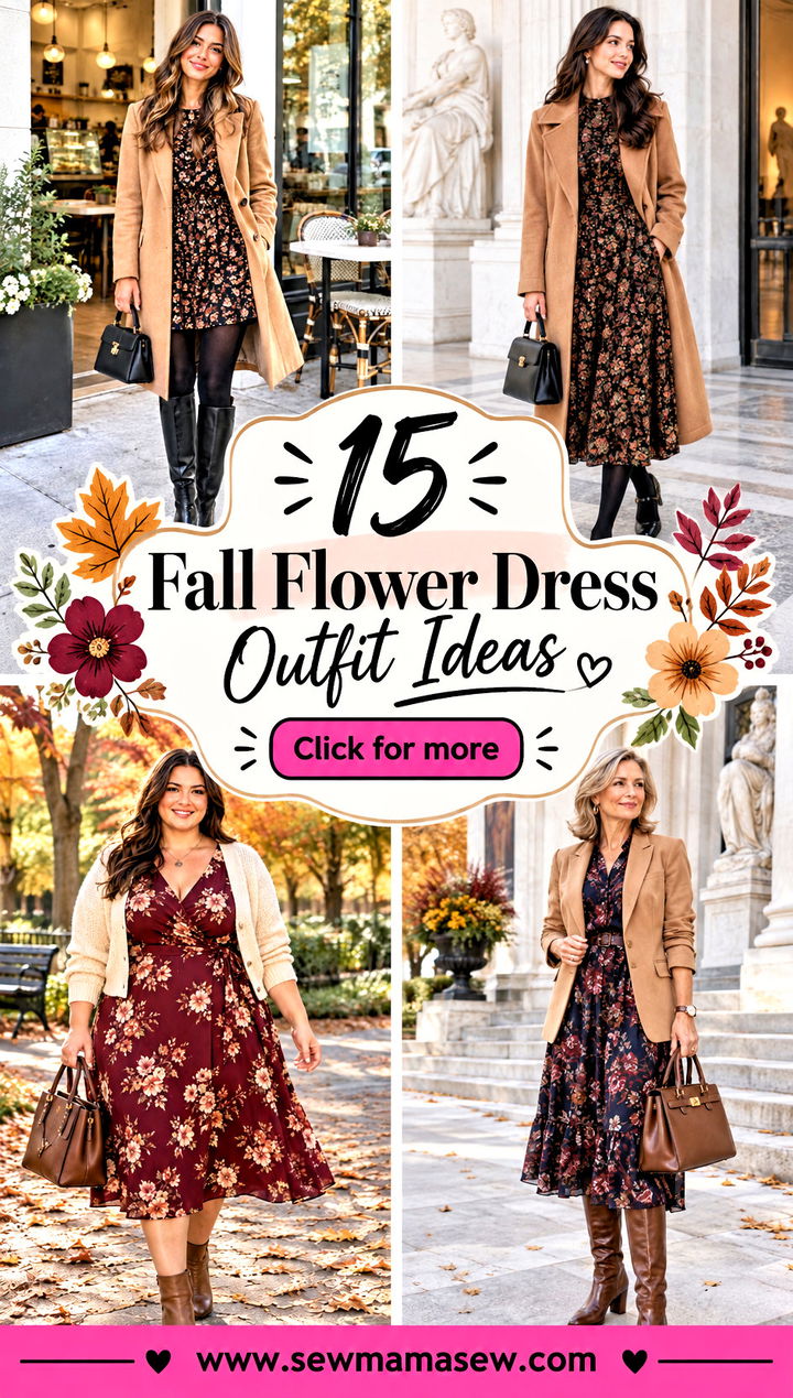 15 Fall Flower Dress Outfit Ideas for Romantic Autumn Days - 15 Fall Flower Dress Outfit Ideas for Romantic Autumn Days