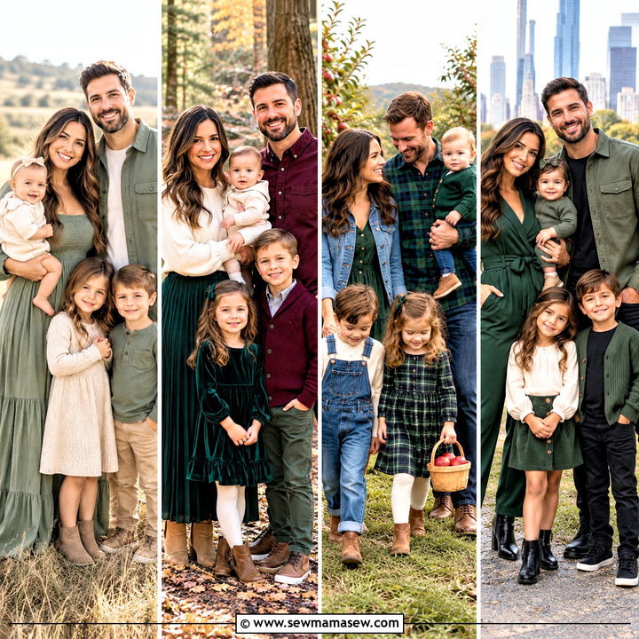 15 Fall Green Family Pictures Outfits for Charming Photos