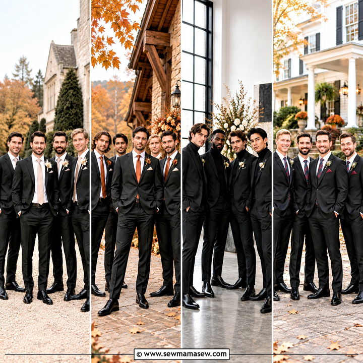 15 Fall Groomsmen Attire Black Ideas for Sleek Wedding Style