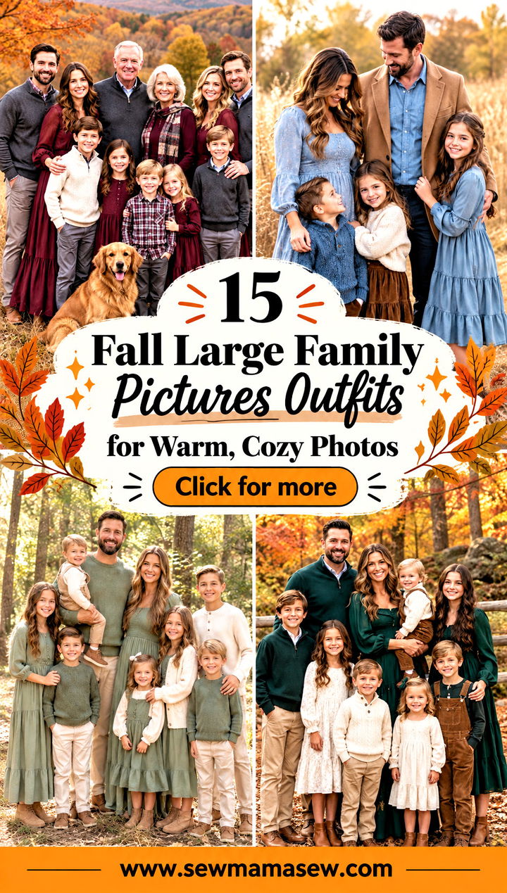 15 Fall Large Family Pictures Outfits for Warm Cozy Photos - 15 Fall Large Family Pictures Outfits for Warm, Cozy Photos