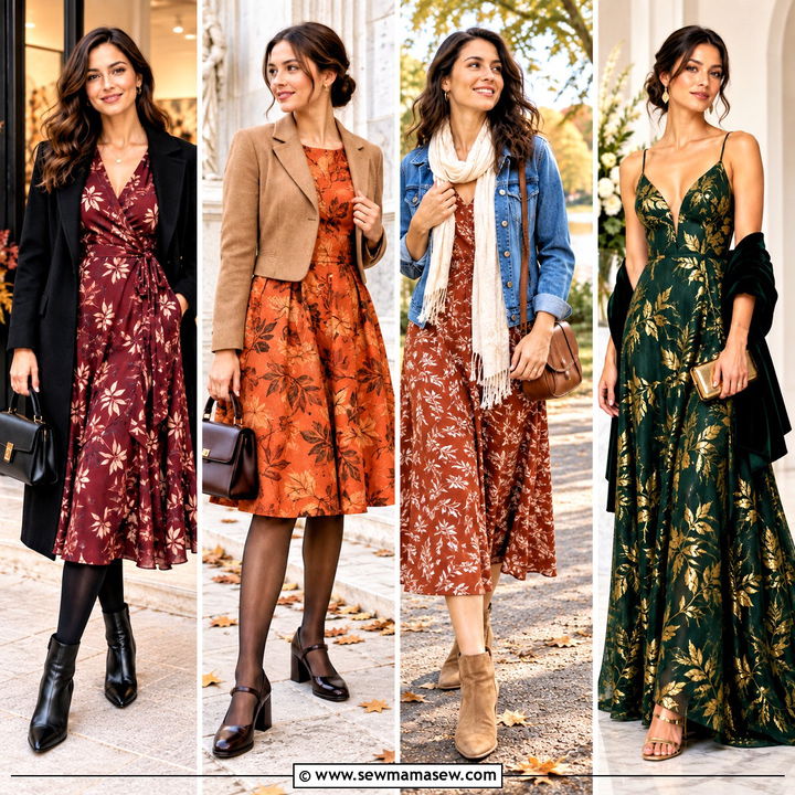 15 Fall Leaf Dress Ideas for Charming Autumn Photo Looks