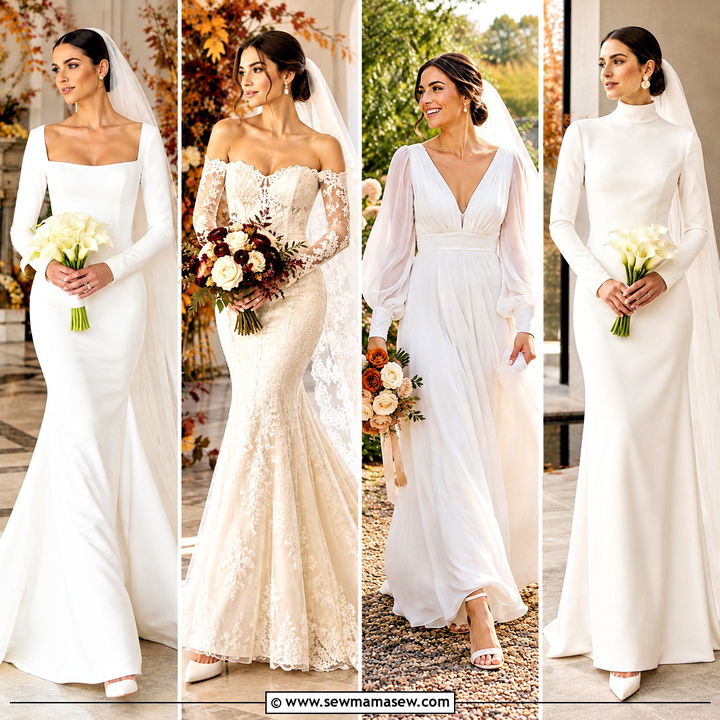 15 Fall Long Sleeve Wedding Dress Ideas for Romantic Brides