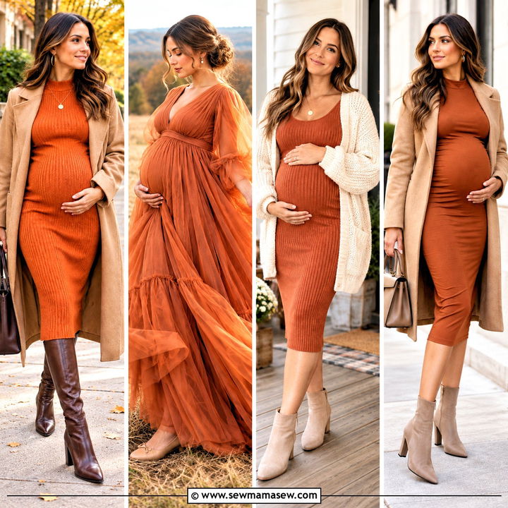15 Fall Maternity Photos Orange Dress Ideas for a Warm Glow