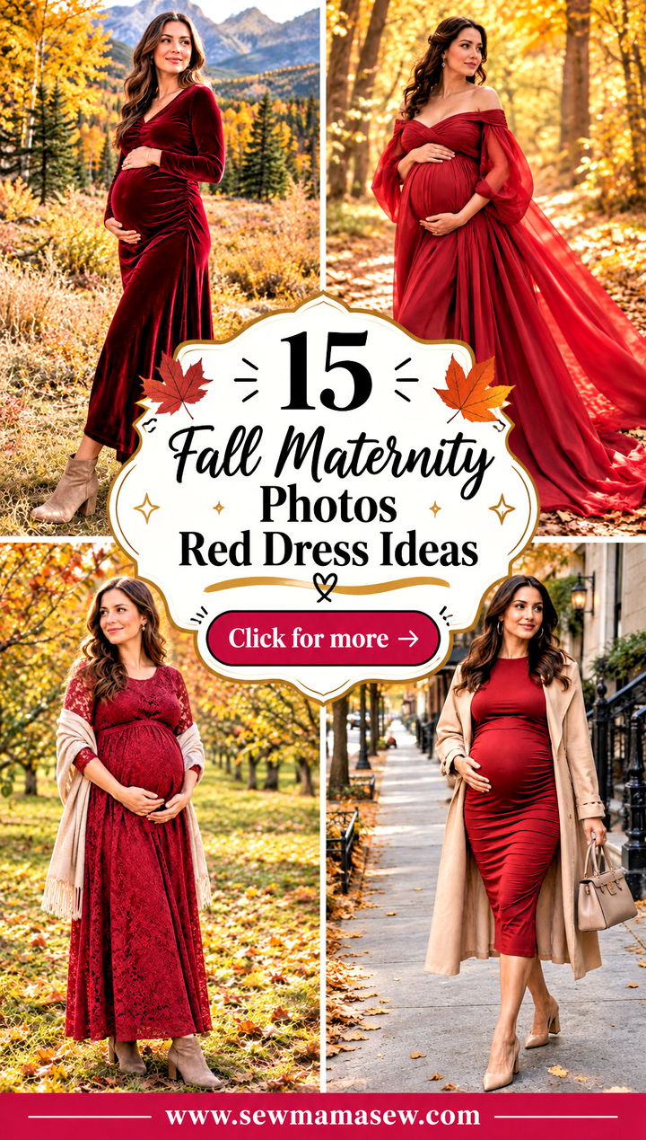 15 Fall Maternity Photos Red Dress Ideas Dreamy Autumn Glow - 15 Fall Maternity Photos Red Dress Ideas: Dreamy Autumn Glow