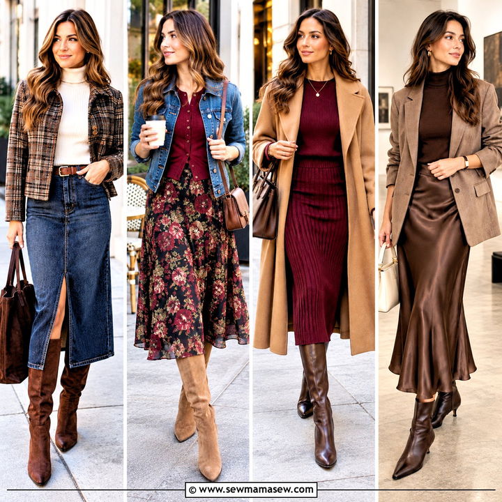 15 Fall Midi Skirt Outfits With Boots Effortless Cozy Style