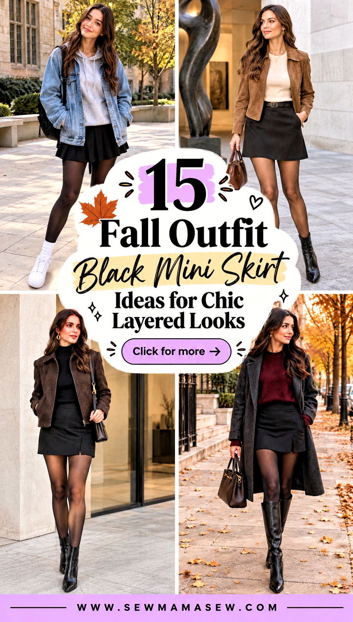 15 Fall Outfit Black Mini Skirt Ideas for Chic Layered Looks - 15 Fall Outfit Black Mini Skirt Ideas for Chic Layered Looks
