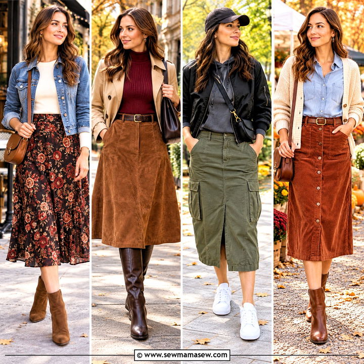 15 Fall Outfits With Midi Skirts for Cozy Everyday Style